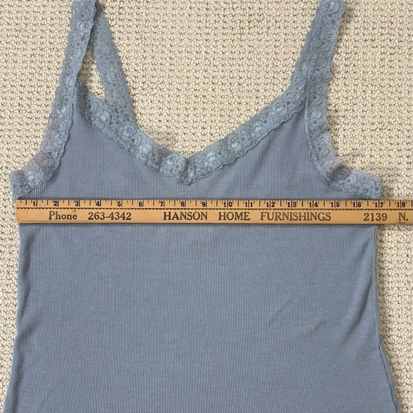 Vintage Maurices Women Y2K Cami Lace Trim Pastel Blue Tank Top Plus sz 16/18 - Picture 5 of 9